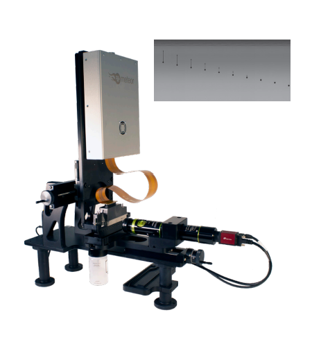A photograph of a Meteor DropWatcher alongside a photograph of a recorded trace.